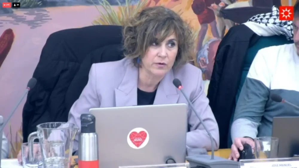 Charo Sandoval, concejala de Más Madrid dentro del Grupo IU-MM-VQ, en el pleno municipal de Rivas del 30 de noviembre de 2023.