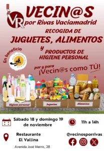 Vecinos por Rivas organiza una recogida de juguetes y alimentos