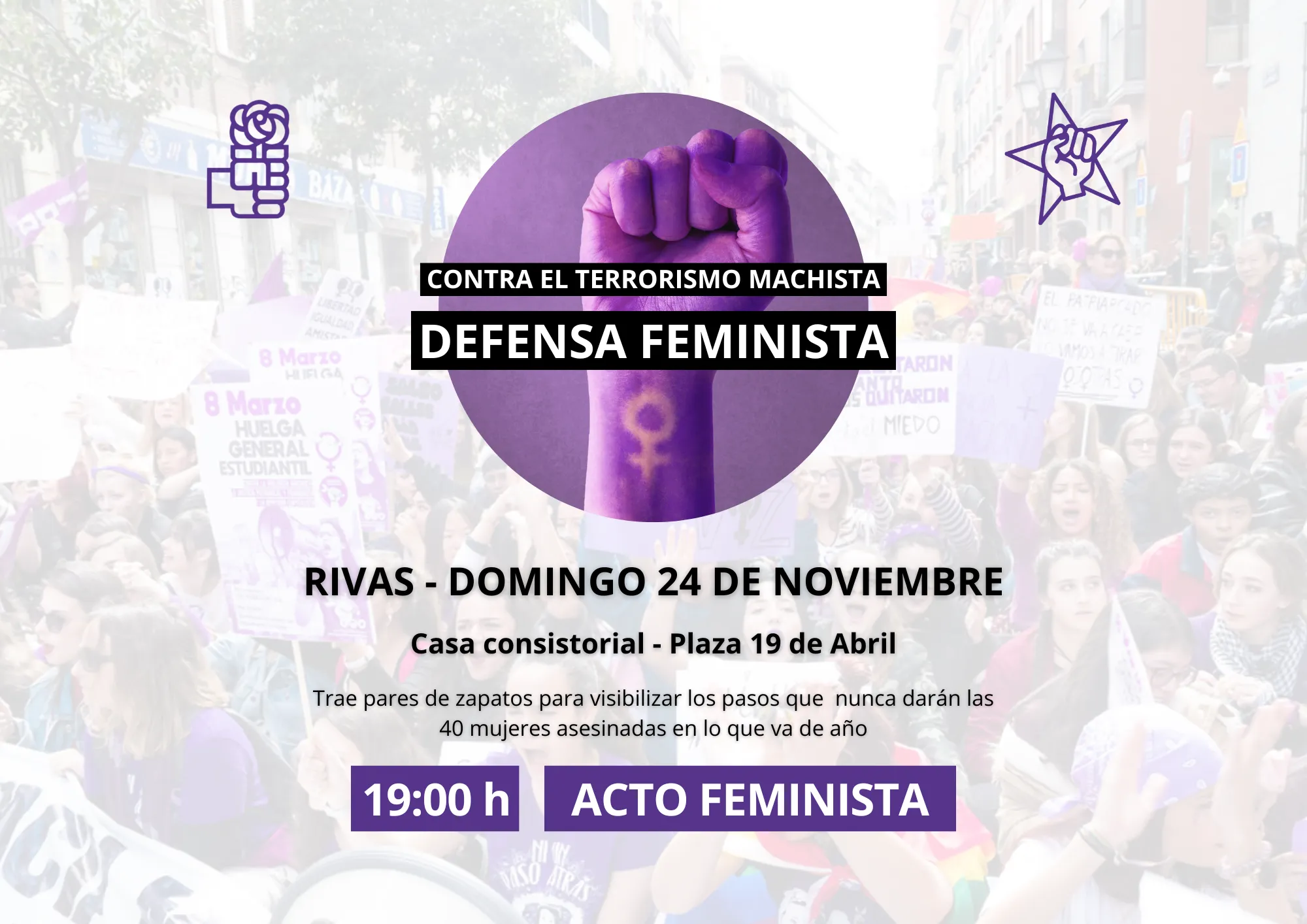 Acto feminista de Juventudes Socialistas de Rivas contra la violencia machista.