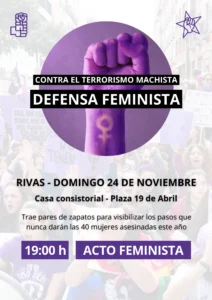 El 24 de noviembre a las 19:00 frente a la Casa Consistorial se celebra una concentración y acto simbólico organizado por Juventudes Socialistas con motivo del 25N, día contra la violencia machista.