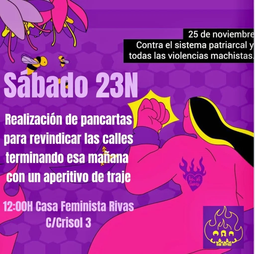 Quedada para realizar pancartas, organizada por la Asamblea 8M de Rivas. Las actividades terminarán con la multitudinaria asistencia ala movilización del 25N.