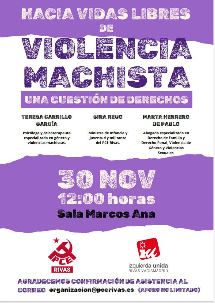 "Hacia vidas libres de violencia machista". Acto sobre la violencia de género con motivo del 25N.