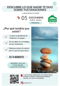 taller en covibar de gestión emocional, impartido por Paula Peña.