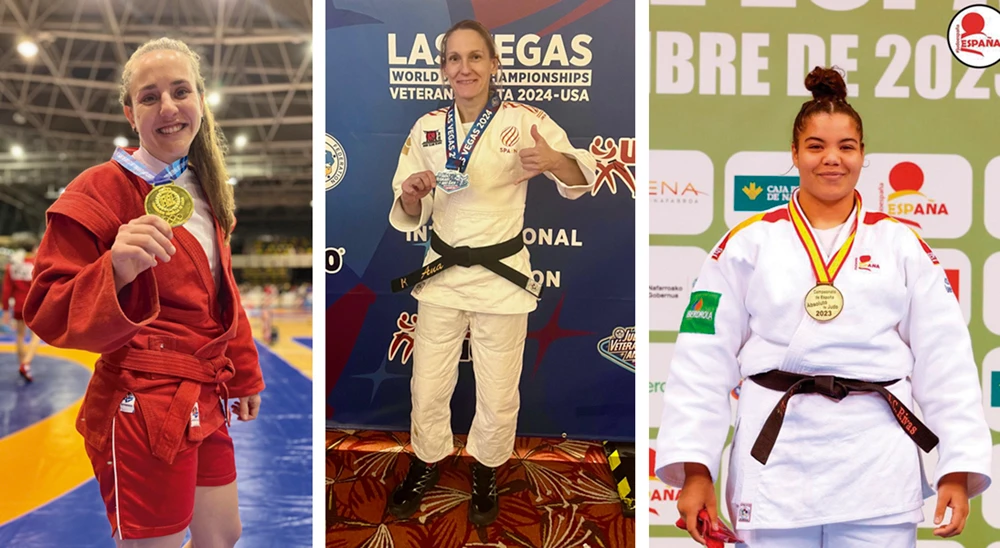 JUDO Maria-cabas-Ana-roldan-y-Nirin-bousbaa-2024 Las judocas ripenses cosechan títulos.