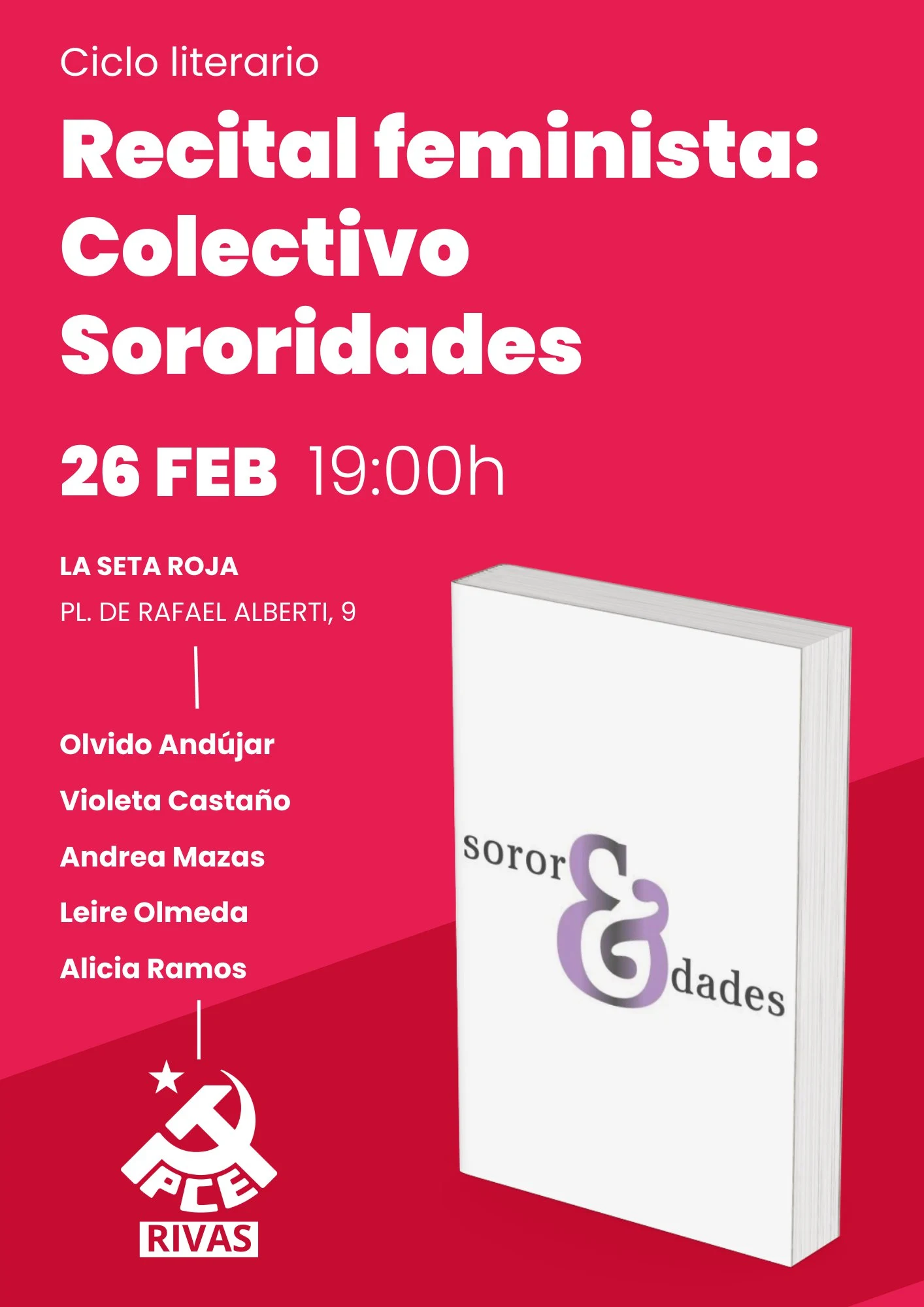 recital poesia pce sororidades Recital de poesía con el Colectivo Sororidades, organizado por el PCE Rivas.