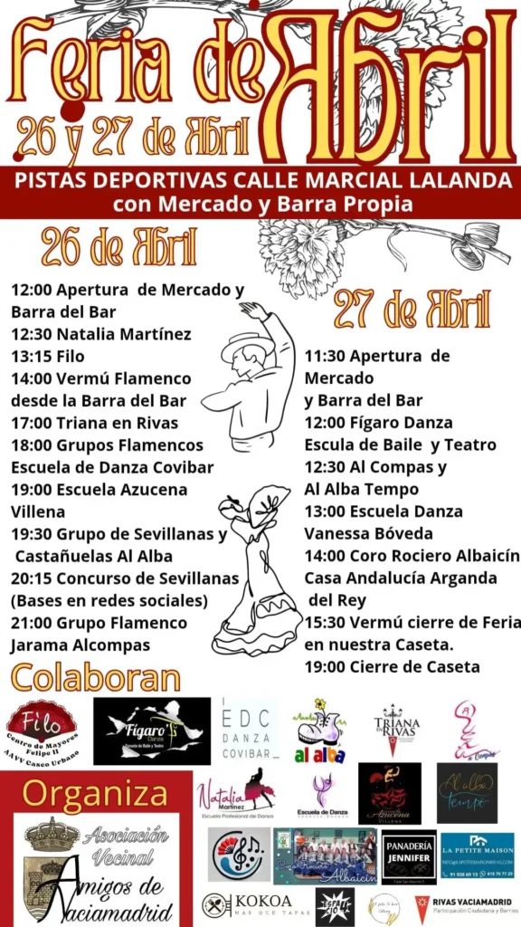 Cartel de la IV Feria de Abril, organizada por la Asociación de Vecinos Amigos de Vaciamadrid.