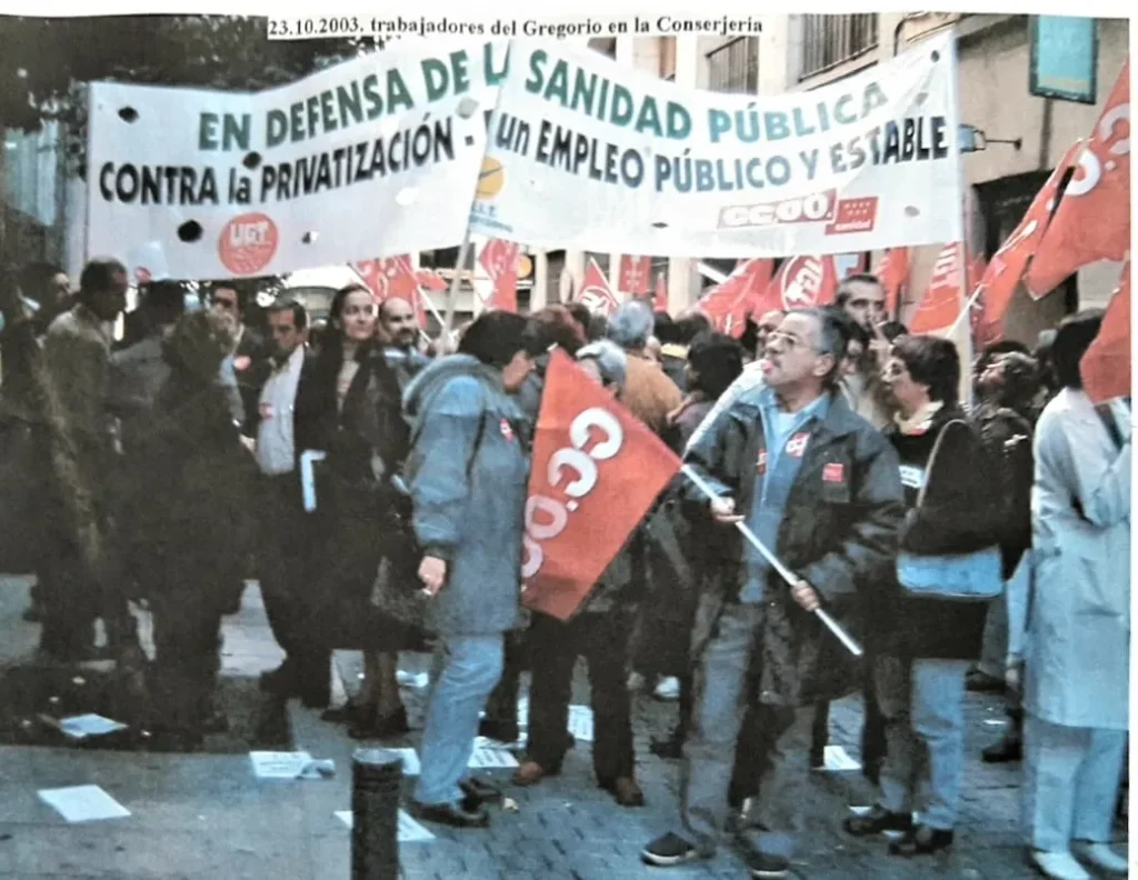 Ángel de la Vieja en una posterior manifestación por la sanidad pública, en la que ya militaba en CCOO.