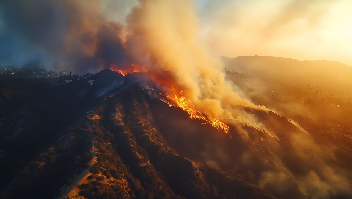 Incendio en alta montaña cerca de una población | Foto de 123RF/asgraphicsb24