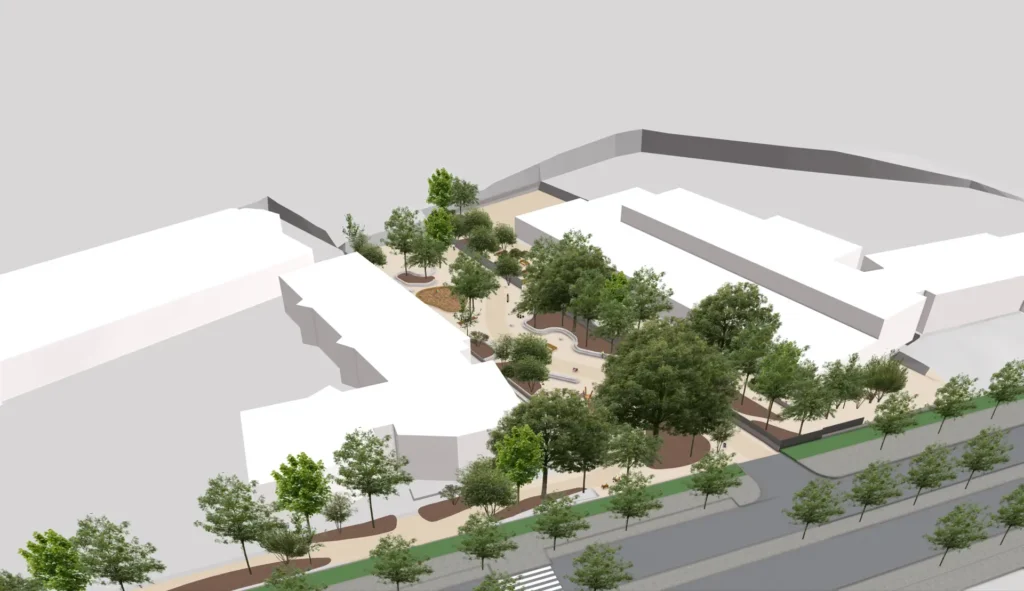 Imagen del Ayuntamiento del proyecto de Renatura Rivas en La Luna, uno de los colegios de barrio Oeste.