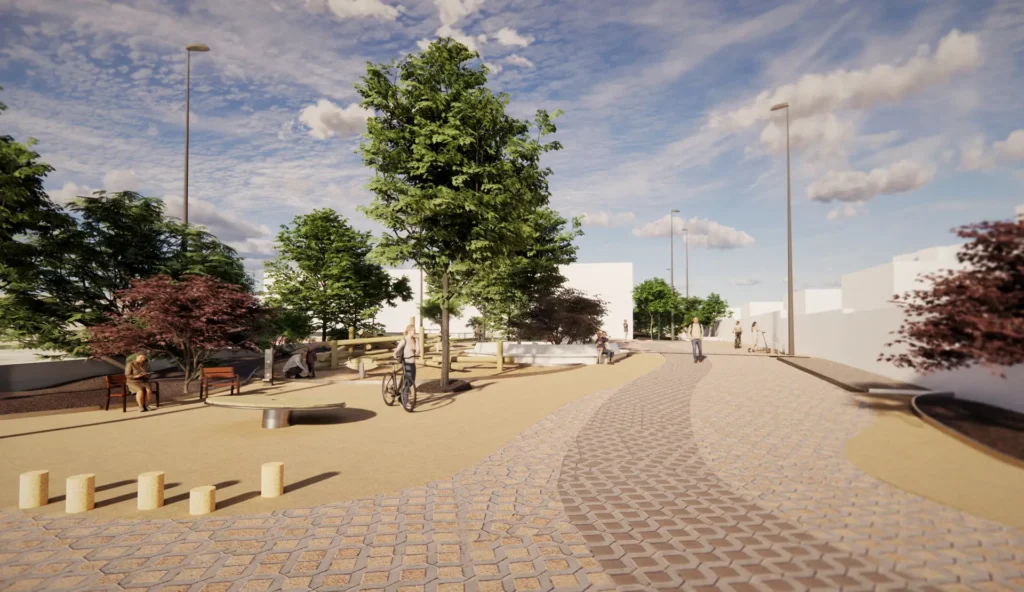 Imagen de cerca de cómo quedaría el proyecto tras las obras en el colegio de Rivas.