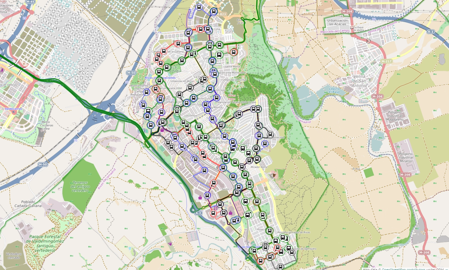 Respira Rivas publica un mapa con las nuevas rutas de autobús Respira Rivas publica un mapa con las nuevas rutas de autobús