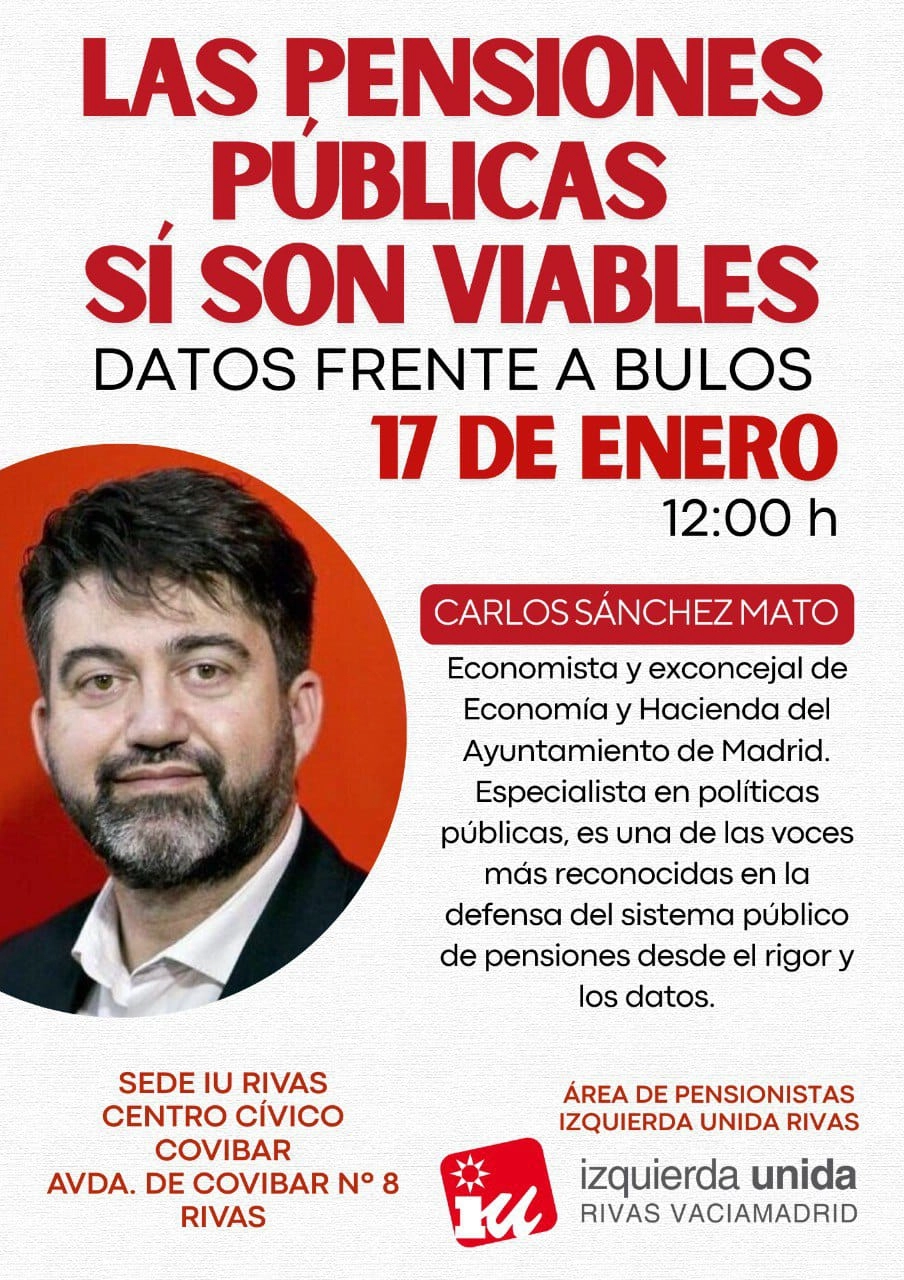 IU Rivas invita a Sánchez Mato a hablar sobre las pensiones