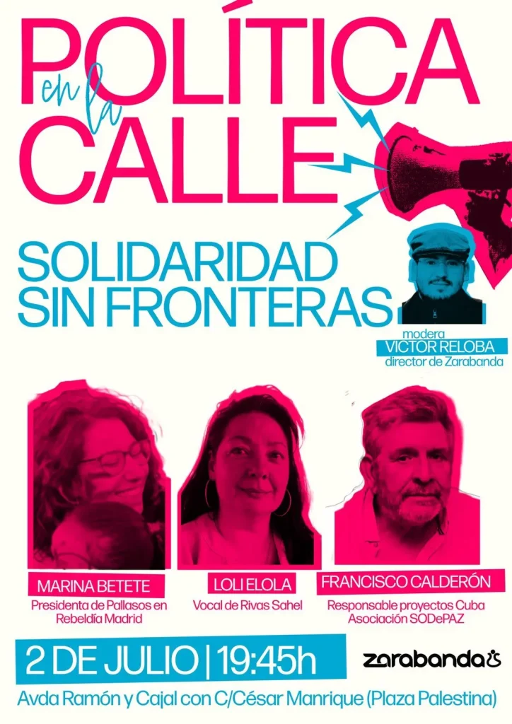 Cartel de la segunda edición de "Política en la Calle", organizado sobre Zarabanda y que versará sobre cooperación y solidaridad internacional.