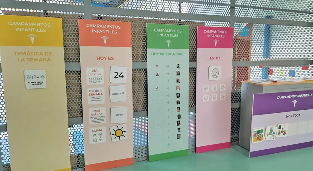 Pictogramas interactivos instalados en el centro para la infancia Bhima Sangha. Ya se están utilizando en los campamentos de verano.