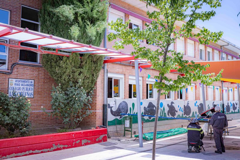 Obras de climatización por aerotermia en centros educativos de Rivas durante el verano