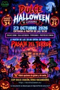 Cartel de la fiesta de Halloween del AFA del CEIP Dulce Chacón