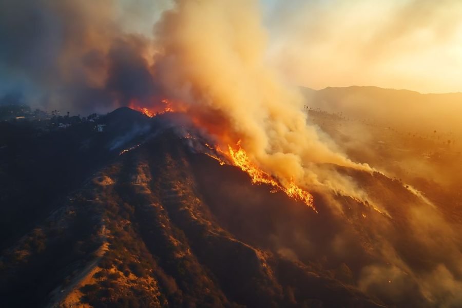 Incendio en alta montaña cerca de una población | Foto de 123RF/asgraphicsb24