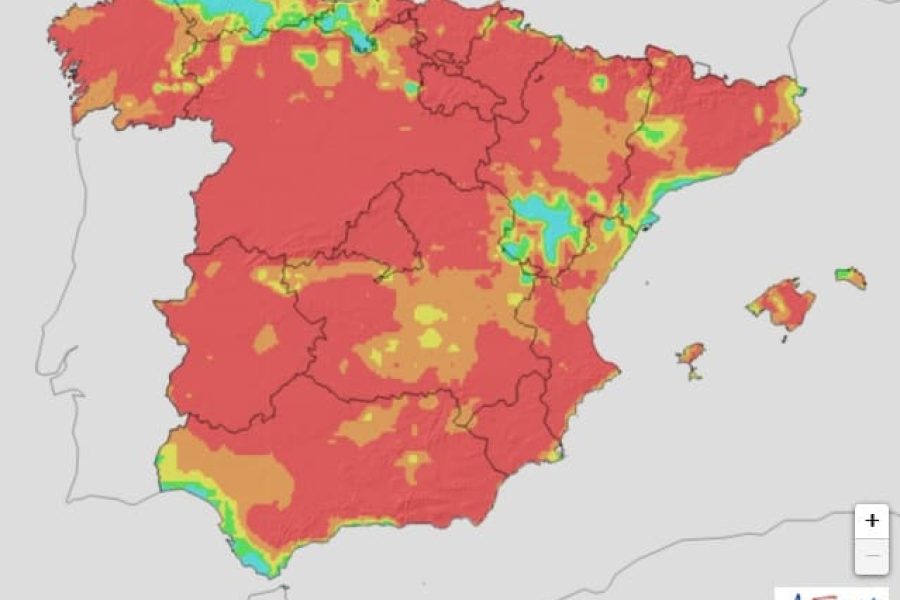 Mapa de riesgo de incendios este jueves en la península y Baleares | Imagen: Ministerio para la Transición Ecológica y el Reto Demográfico