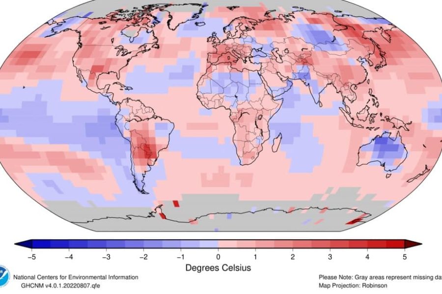 Anomalías de la temperatura mundial durante el pasado julio | Imagen: Nsidc
