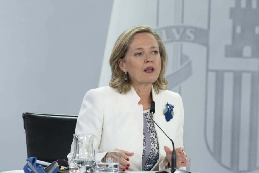 Calviño, durante la rueda de prensa | Foto de Borja Puig de la Bellacasa/Pool Moncloa