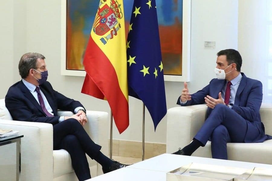 Sánchez y Feijóo cuando se reunieron el pasado mes de abril en La Moncloa | Foto: Gobierno