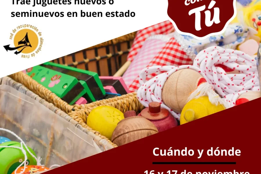 Cartel de la recogida de juguetes por Navidad de Vecinos por Rivas. 2024.