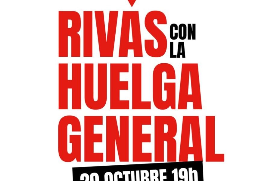 Cartel de la asamblea abierta para organizar la huelga general del 11-N: 20 de octubre, 19 horas, salón de actos de la Casa de Asociaciones de Covibar