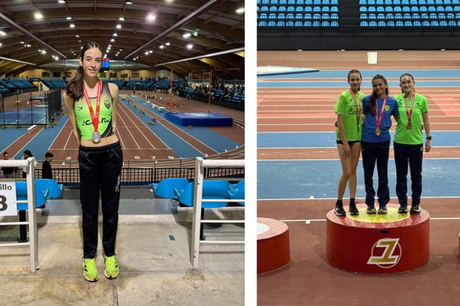 Daniela Jiménez, con su plata. Luna Rosa es la primera por la izquierda, de verde, en el podio. / AYUNTAMIENTO DE RIVAS