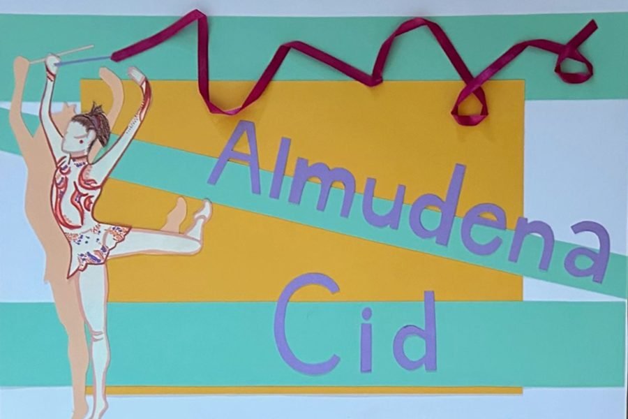 Ilustración de la gimnasta Almudena Cid, obra de la muestra Ilustradas: músicas y deportistas