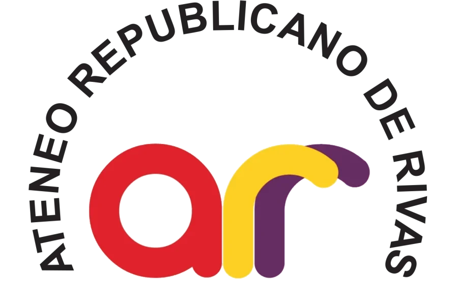 Logotipo del Ateneo Republicano de Rivas en el que aparecen las letras minúsculas ar en los colores rojo, amarillo y morado del movimiento social Unidad.
