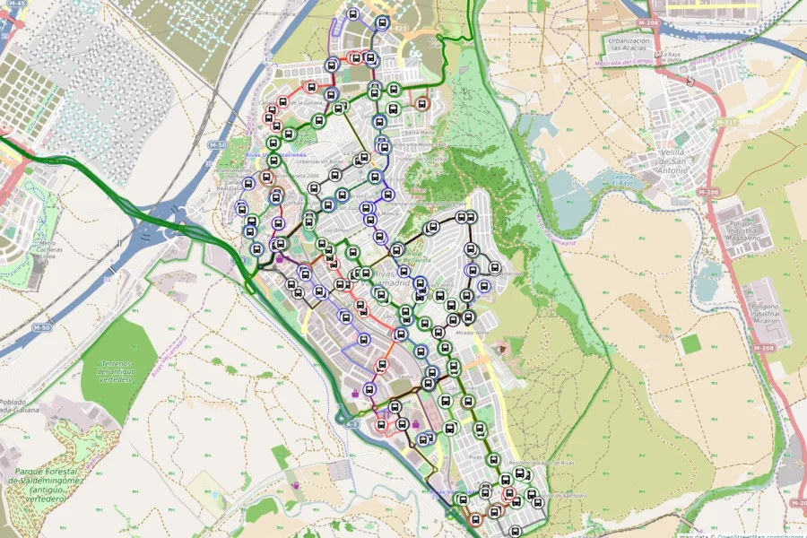 Respira Rivas publica un mapa con las nuevas rutas de autobús