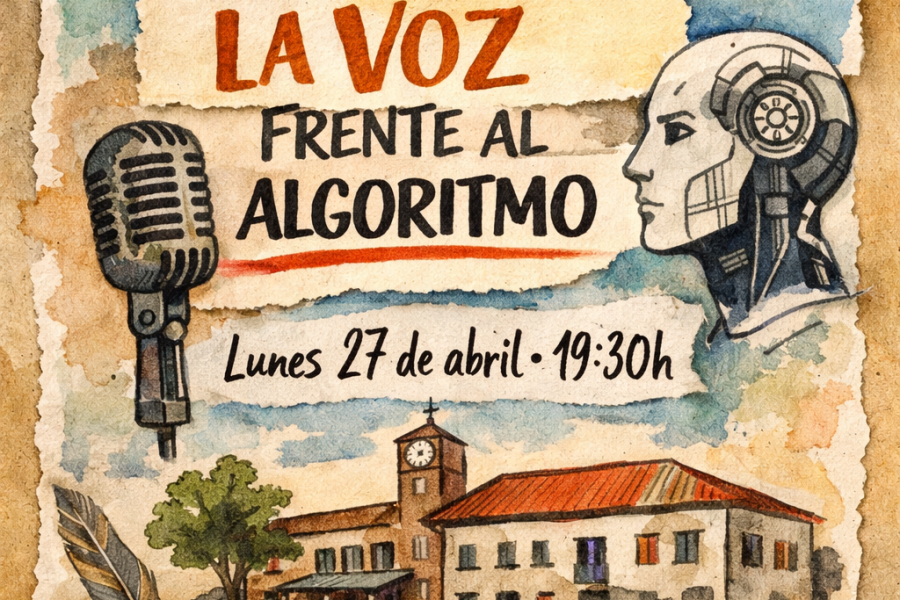 Cartel de La voz frente al algoritmo / Escritores en Rivas