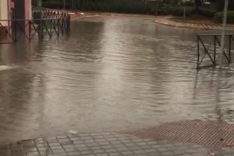 Rotonda inundada en Rivas. Foto: PP Rivas