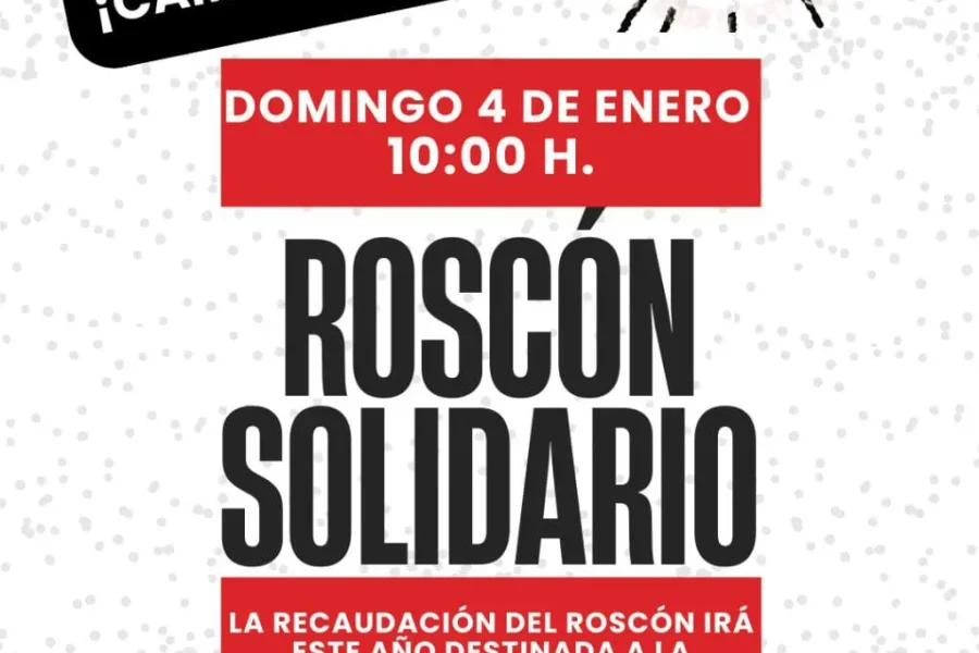 Cartel anunciando un cambio de hora para el acto del "Roscón Solidario" en apoyo a la sanidad pública el domingo 4 de enero a las 10 de la mañana. En la parte inferior aparecen los logotipos de IU Rivas y de otras dos organizaciones.