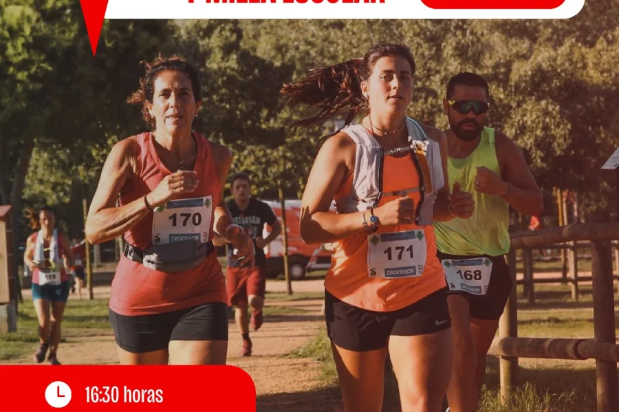 Cartel del evento de la 35.ª edición de la carrera de atletismo Milla Urbana de Rivas, que se celebrará el sábado 24 de octubre, en el que aparecen corredores en un sendero y un código QR para inscribirse.