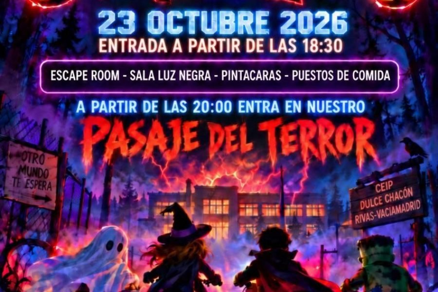 Cartel de la fiesta de Halloween del AFA del CEIP Dulce Chacón