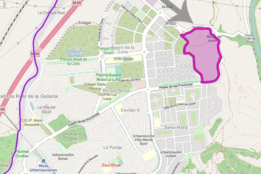Mapa de ubicación del futuro parque forestal, en la zona noroeste de Rivas.