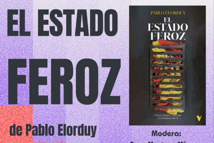 Cartel de presentación del libro El Estado Feroz de Pablo Elorduy en Rivas, organizado por el Ateneo Republicano.